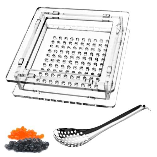 Kit per gastronomia molecolare con 100 palline di caviale, scatola completa di caviale e cucchiaio