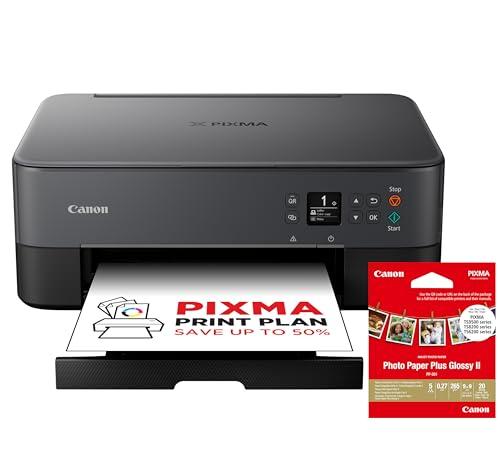 Canon PIXMA TS5350i nera, 3-in-1, Wi-Fi, funzioni copia e scanner, compatibile con PIXMA PRINT PLAN,stampa foto senza bordo, include nella confezione la carta fotografica PP-201 9x9cm - colore nero