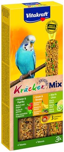 Vitakraft Mix Originale Di Kracker Stick per Pappagallini al Kiwi Peperone Banana, 3 Pezzi