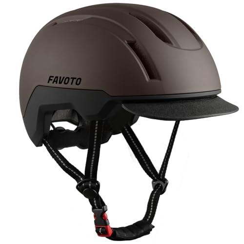 Favoto Casco da Bicicletta Urbano con Visiera - Tecnologia Double Inmould Caschi da Scooter Leggero per Adulti Certificato CE Regolabile L 57-61cm