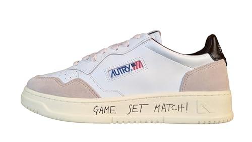 AUTRY Scarpe Sneakers Unisex Medalist in Pelle e camoscio MA04 Bianco Nero (Bianco Nero, Sistema Taglie Calzature EU, Adulto, Numero, Media, 37)