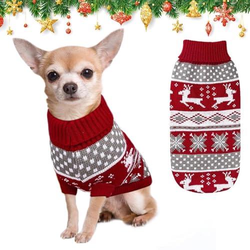 Kiiwah Maglione Natale Cane Gatto, Natalizio Maglioncino Cane Taglia Piccola, Vestiti Abbigliamento Maglieria Costume Natalizi per Cani Gatti Inverno Caldo