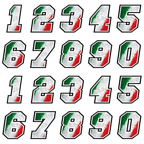 GamesMonkey Kit Adesivi Numeri Gara 20PZ Gara Cross Pista Auto Moto Stickers (10 cm, Bandiera Italiana)