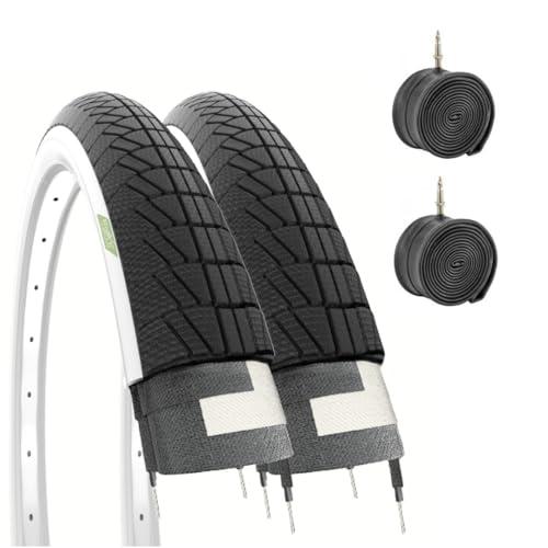 2 COPERTONI BIANCONERI + 2 CAMERE d'Aria per GRAZIELLA Bicicletta Bici City Bike 20 x 1.75 (47-406) Bianco Nero