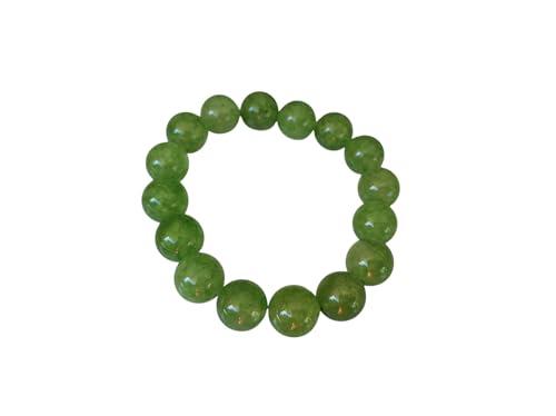 Bracciale in Peridoto da 12 mm, pietre lisce, elastico 19 cm, Fatto a Mano