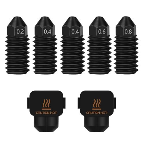 HzdaDeve A1/A1 Mini ugelli in acciaio temprato 0.2MM 0.4MM 0.6MM 0.8MM Ugelli resistenti all'usura ad alto flusso con coperchio extra in silicone Sock Hotend Stampante Head Extruder per Bambu Lab