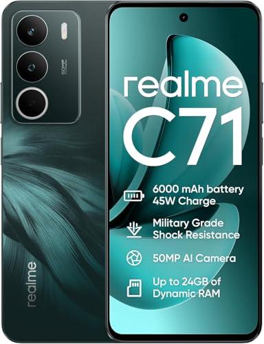 realme C71 Smartphone 8+256GB, Batteria 6000mAH, Ricarica Veloce 45W, Fotocamera 50MP AI, Chipset Octa-Core, Display 6.67'' 120Hz Eye Comfort, IP54 (Senza Caricatore) - Verde