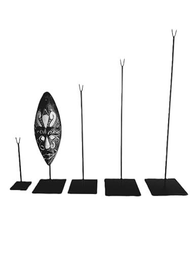 Base per maschera africana in legno, espositore, supporto interamente in metallo, 11 altezze a scelta da 20 a 120 cm, adatto a tutti i tipi di maschere (HAUTEUR 42 CM)