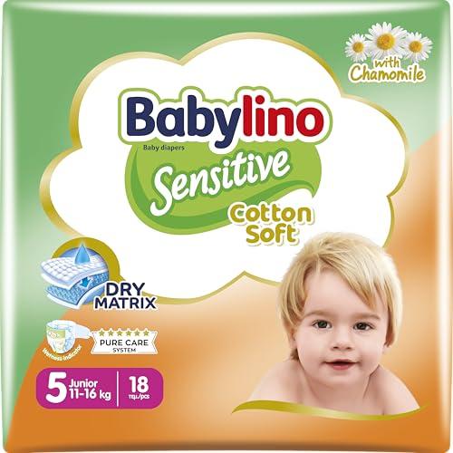 Babylino Sensitive Pannolini Taglia 5, Junior (11-16kg), 18 Unità