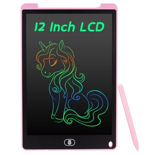 Coolzon Tavoletta Grafica LCD Scrittura Colorato 12 Pollice, Elettronica Lavagna Cancellabile da Disegno con Penna, Portatile Lavagnetta per Bambini Digitale Ewriter con Pulsante Elimina, Pink