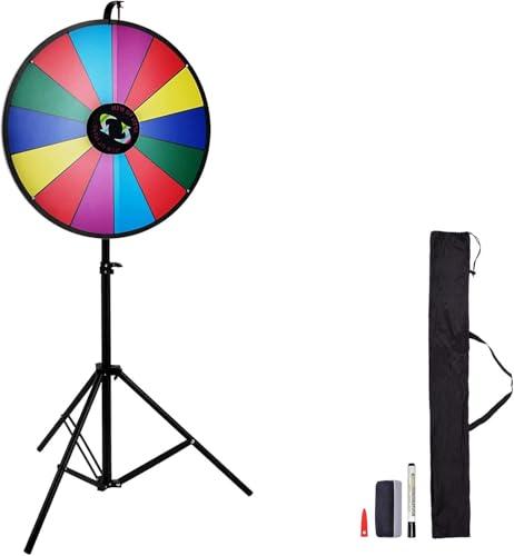 VEVOR Ruota della Fortuna 24 Pollici, Ruota del Premio da Pavimento 61 cm Ruota a 14 clicker con Il Basamento del Treppiedi Design Carnival Spin Game, Multicolore