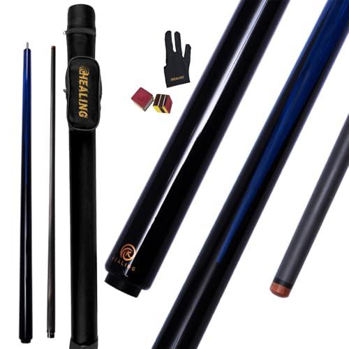 KHEALING Stecca da biliardo in fibra di carbonio, 158 m, diametro testa 12,9 mm, costruzione 1/2, connettore a 3 denti, con arto posteriore in legno tecnico, per 8 e 9 palline