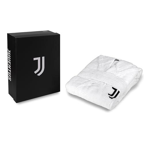 hermet Juventus, Accappatoio con Cappuccio, Accappatoio Unisex, in Spugna 380 gsm, 100% Cotone, Logo della Juventus Lato Cuore, Taglia L