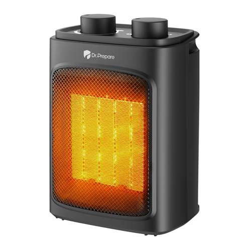 Dr.Prepare Stufetta Elettrica 1500 W Termoventilatore Cercamico Portatile 3 Livelli di Calore con Termostato Riscaldamento Rapido Protezione di Sicurezza per Scrivania Ufficio Camera da Letto