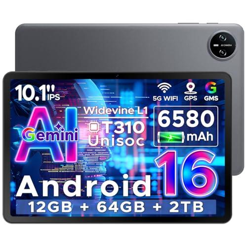 DOOGEE Tab A9 Android 16 Tablet 10 Pollici, Gemini AI Tablet in Offerta Gaming, 12GB RAM + 64GB ROM (TF 2TB), 6580mAh Batteria, 5G WiFi, 1280 * 800 IPS, 5MP+8MP, Unisoc T310 Quad Core/OTG/Face Unlock