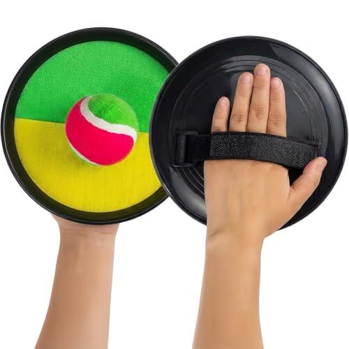 Racchettoni Spiaggia Set 2 Racchette e 1 Palla, Giochi Spiaggia Ragazzi e Famiglia, Gioco Cattura Palline, Ideale per Mare, Giardino, Parco e Feste Estive all’Aperto