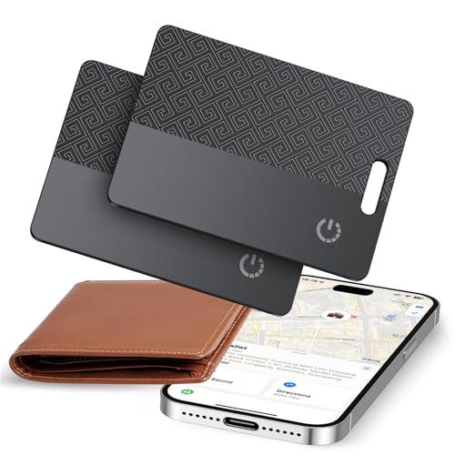 Smart Wallet Tracker Card 2 Pezzi, Compatibile con Apple Dov’è (Solo iOS), Impermeabile IP68, Localizzatore Bluetooth Ricaricabile per Passaporti, Bagagli