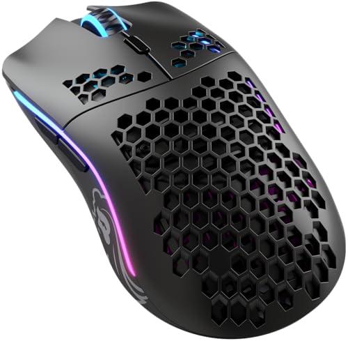 Glorious Gaming Model O Wireless Mouse da gaming senza fili - Superleggero, 69 g, design a nido d'ape, RGB, ambidestro, wireless 2,4 GHz senza lag, fino a 71 ore di batteria - Nero opaco