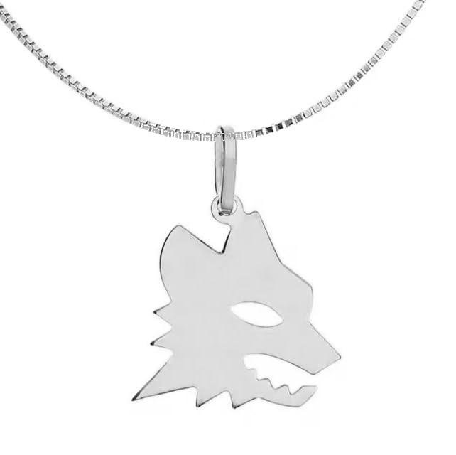 Collana Uomo Donna Lupo Lupetto Roma Stemma Squadra Argento 925 Fatta a Mano (50 cm)