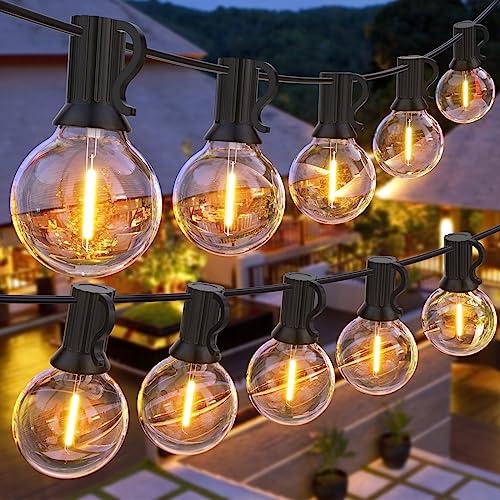GPATIO Catena Luminosa Esterno G40 [100FT/ 30M], Lampadine in Plastica Bianca Calda 50+2 Pz, Luci da esterno giardino Impermeabile per Feste in Giardino, Matrimonio, Decorazioni Vacanze ecc.