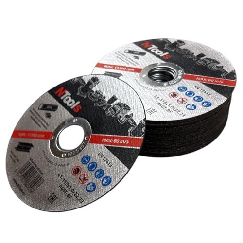 NTools SDC – Dischi da taglio 115 x 1,0 x 22,23 mm, 25 pezzi | Dischi da taglio 115 per ferro, sottili e resistenti, ideali per il taglio di metallo, acciaio e acciaio inossidabile (Inox)