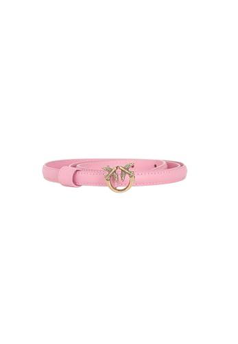 Pinko Love Berry H1 Belt Vitello Seta Cintura, P31Q_Rosa Marino-Antique Gold, L Donna