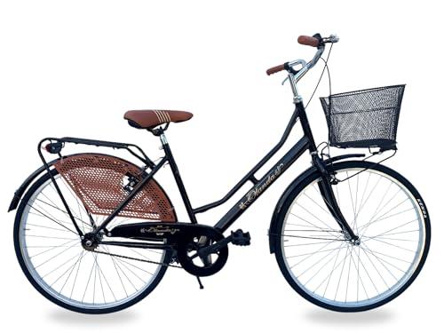 Bicicletta Donna da Passeggio Olanda Misura 26 Bici da città Vintage retrò con Cestino Nero