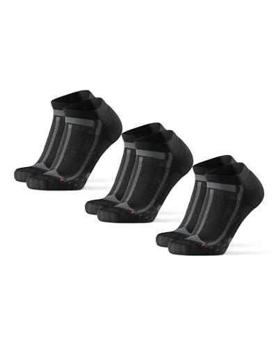 DANISH ENDURANCE Calzini Corti da Corsa, Anti-Vescica, Calze Running Sportive, per Uomo e Donna, 3 Paia, Nero/Grigio, 43-47
