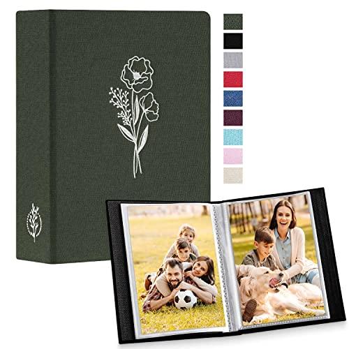 Lanpn Album Fotografico 10x15 100 con Tasche 2 Confezioni, Piccolo Mini Biancheria Album Foto Portafoto Verticale Tascabile Tasca Verde