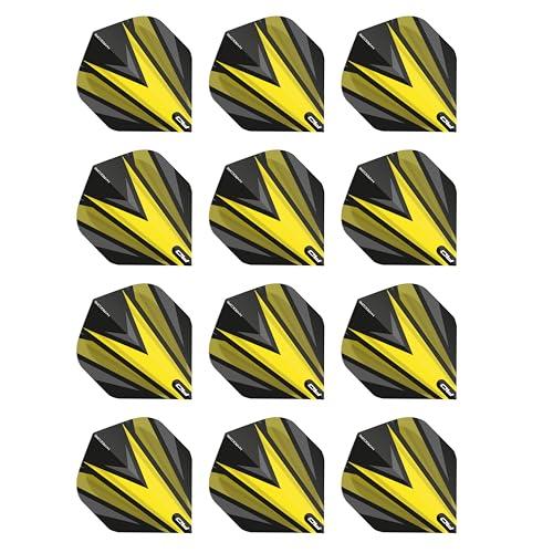 RED DRAGON Hardcore Radical - Set di 4 Alette per Freccette Nere e Gialle (12 Alette in Totale)