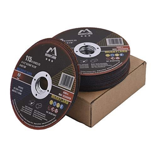 Merryland Dischi da Taglio 115 Ferro Metallo Acciaio INOX per Smerigliatrice Angolare, 115 X 1,0 mm Disco Flessibili 25 Pezzi, Bravo-line B13071042