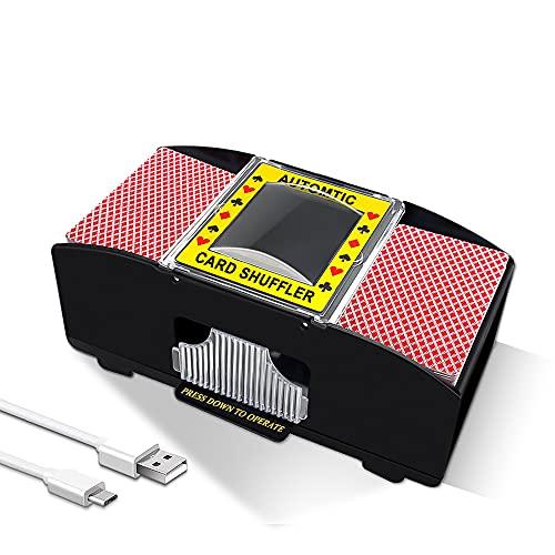 Ni-SHEN Mescolatore Automatico di Carte USB/Batteria Elettrica per Feste Familiari Uno, Poker, Phase 10, Skip-Bo, Blackjack (1-2 Mazzi)