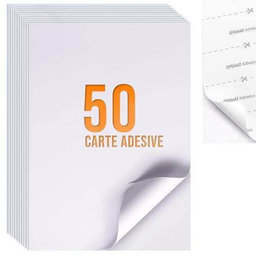 50 Fogli, A4 Carta Adesiva Per Stampante (297 mm x 210 mm), Fogli Adesivi a4 Stampabili, Etichette Adesive, Stampanti a getto d'inchiostro, Stampanti Laser, Fotocopiatrici...
