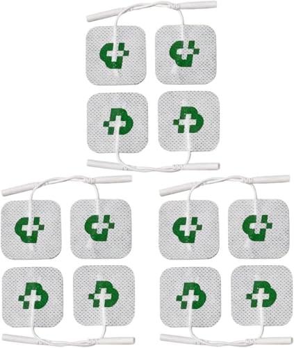 TESMED 12 elettrodi di qualità Superiore mm. 50x50, universali, Adatti a Tutte Le Marche di elettrostimolatori con cavetti a spinotto da 2 mm, Non Necessitano di Gel