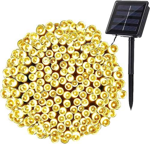 BrizLabs Catena Luminosa Esterno Solare, 22M 200 LED Luci Natale da Esterni Impermeabile 8 Modalità Luci Stringa Solari con Memoria per Giardino, Natale, Balcone, Patio, Bianco Caldo