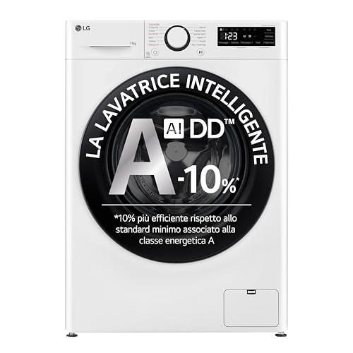 LG AI DD F4R3011NSWB Lavatrice Classe A -10%, Carica Frontale Serie R3, Lavatrice 11kg, 1400 giri, AIWash, Lavaggio a vapore, Motore Direct Drive, Smart Diagnosis, Libera installazione, Bianca