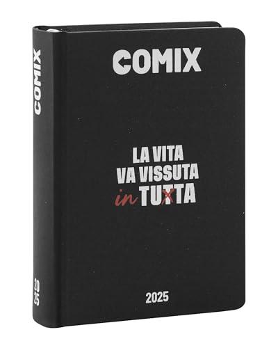COMIX - Diario Mini Giornaliero 16 Mesi, Diario Scuola 2024-2025 per Ragazzi e Ragazze, con Copertina Rigida, Ideale per la Scuola Superiore, 11x15.3h cm, Nero/bianco