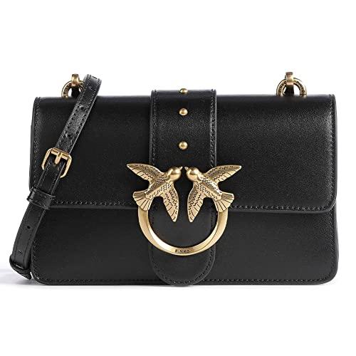 Pinko,MINI LOVE BAG ONE SIMPLY,Z99Q Nero-Antique Gold,Donna Borsa,Taglia Unica