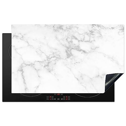 KitchenYeah© Protezione Piano Cottura Tappetino per Induzione 83x51 cm Cucina Proteggi Coprifornello Antiscivolo Marmo - Grigio - Bianco - Struttura in marmo