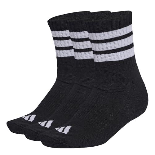 adidas Unisex - Adulto 3 STRIPES CUSHIONED SPORTSWEAR MID CUT SOCKS 3 PAIR PACK, black/white/white, 37-40
