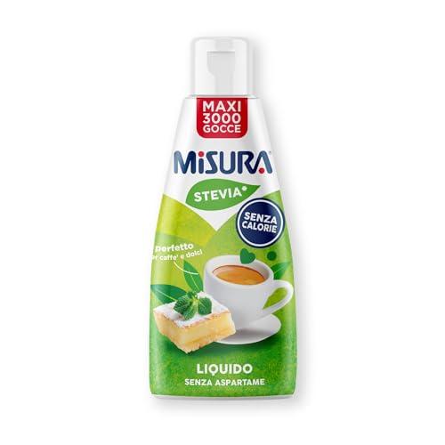 Misura® Stevia Dolcificante Liquido Zero Calorie, Perfetto Caffe’ e Dolci, Senza Glutine, Senza Aspartame, Vegano, Confezione Apri e Chiudi, 205ml