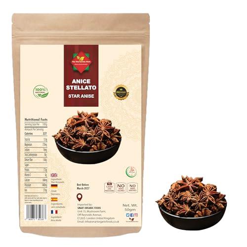 The Worldwide Mint Anice stellato (50G / 1,76 once) | Anice | Badiya | Semi interi | Qualità Premium | Naturale | Vegano | Non OGM | Nessun additivo | No preservativi