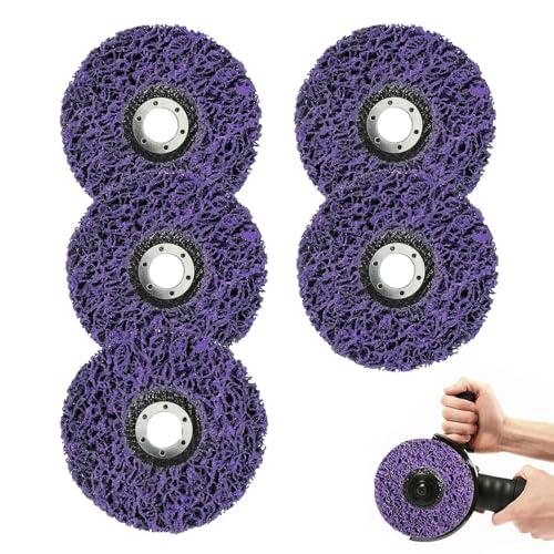 5 Dischi per Rimuovere la Vernice, Dischi Abrasivi CSD da 125 mm, Dischi Abrasivi in Nylon Grossolano, per Smerigliatrici Angolari Rimuovere la Vernice Ruggine e le Saldature E L'ossidazione, Viola