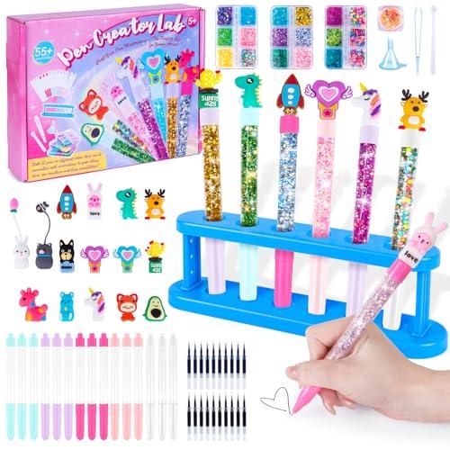 Kazzley Kit Creativo per Creare Penne Carine, Lavoretti Creativi per Bambini idee Regalo per Bambina 6 7 8 9 10 Anni, Set di Penne di Cancelleria per Bambini, Giochi Bambina 5-12 Anni