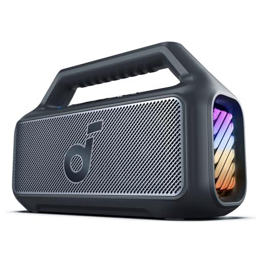 Soundcore Cassa Bluetooth Portatile Boom 2, 80W Booming Sound con Subwoofer e BassUp 2.0, 24H, IPX7, Luce LED, USB-C, EQ Personalizzato, per Esterni, Campeggio Spiaggia e Giardino