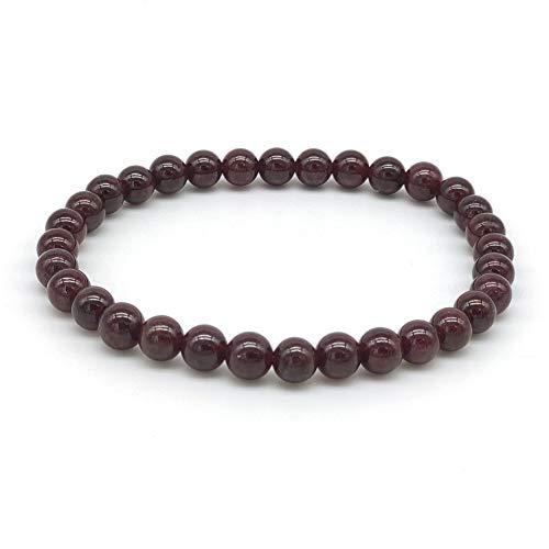 Bracciale in Granato, Pietre Dure Naturali, Elastico 19 cm, Pietre da 6 mm, Fatto a Mano