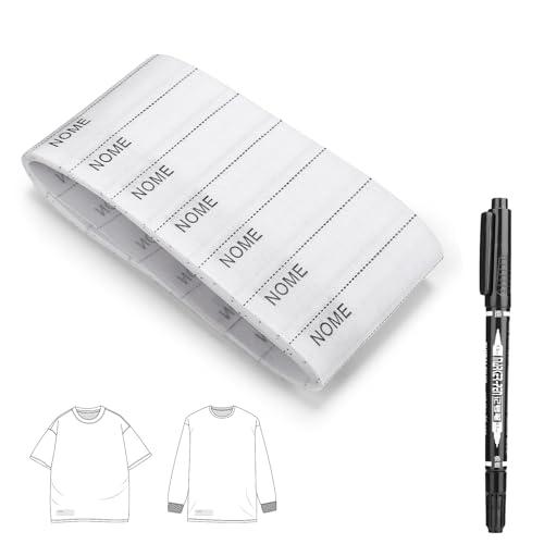 LEMESO Etichette Adesive Personalizzate per Vestiti Etichette Termoadesive per Asilo Etichette Nome 100 pz Etichette Adesive Scuola per Tessuto Ferro da Stirare con Penna