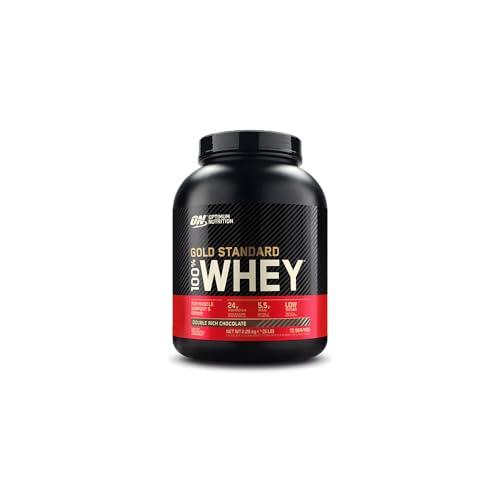 Optimum Nutrition Gold Standard 100% Whey Proteine in Polvere con Proteine Isolat ed Aminoacidi per la Massa Muscolare, Doppio Cioccolato, 73 Porzioni, 2.26 kg, il Packaging Potrebbe Variare