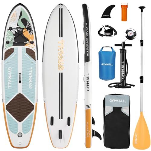 GYMMALL SUP Gonfiabile, Tavola SUP Gonfiabile per Adulti e Ragazzi di Tutti i Livelli, Design Ampio e Antiscivolo della Tavola, con Accessori Premium e Borsa Storage Inclusi