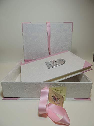 Album Foto Artigianale NASCITA 23 x 30 con Placca laminato Argento Arcata - con SCATOLA - 30/50 fogli
